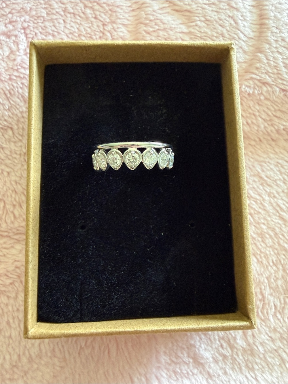 Classic CZ Teardrop Silver Band Ring - Elegant Women Jewelry